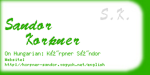 sandor korpner business card